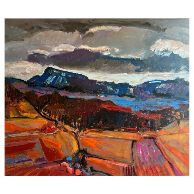 Jean Krillé, Landscape No. 90, Oil on Wood, 1985 For Sale