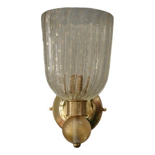 Murano Round Art Glass and Brass Gold Wall Light, 2000 For Sale