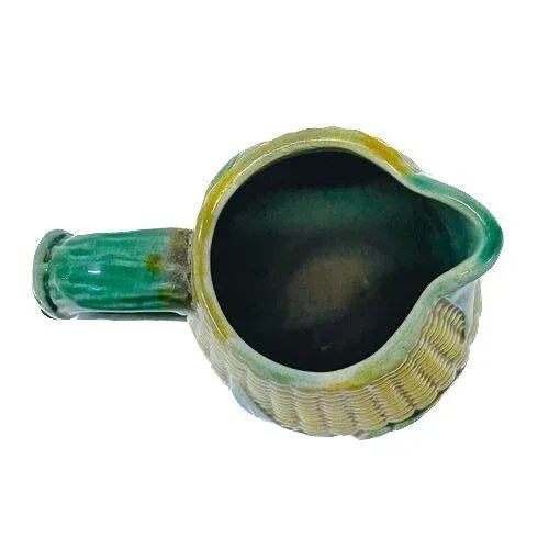 English Antique Small Majolica Corn Creamer For Sale - Image 3 of 5