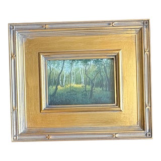 2025 Gouache Forest Clearing Landscape Painting in Plein Air Frame For Sale