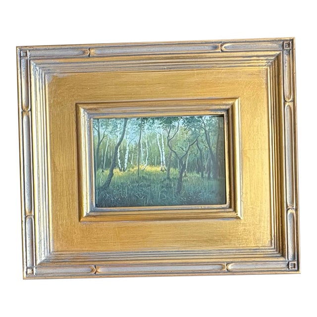 2025 Gouache Forest Clearing Landscape Painting in Plein Air Frame For Sale