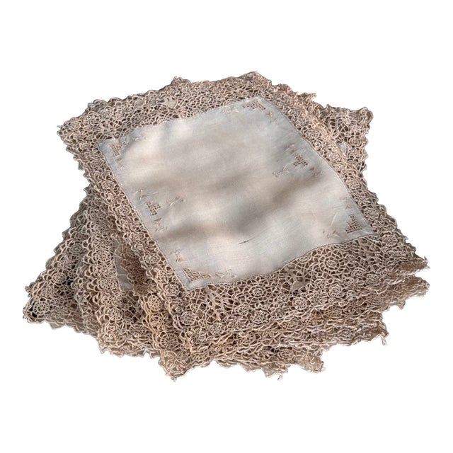 Hand Crochet Linen Placemats - Set of 8 For Sale