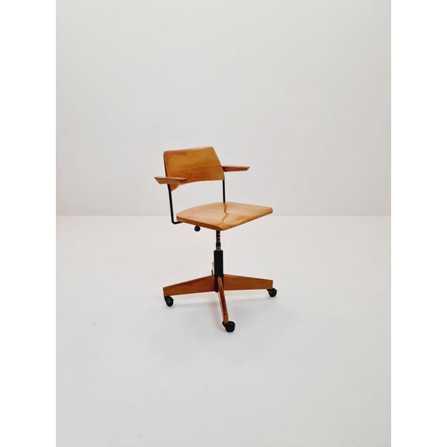Bauhaus Style Swivel Office Armchair in Wood from Stollgiroflex, 1960s For Sale - Image 10 of 11