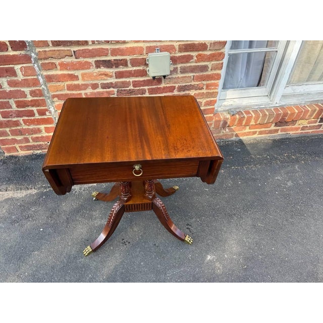 Antique American Classical Style Duncan Phyfe Carved Mahogany Drop Leaf Side Table, For Sale - Image 4 of 18