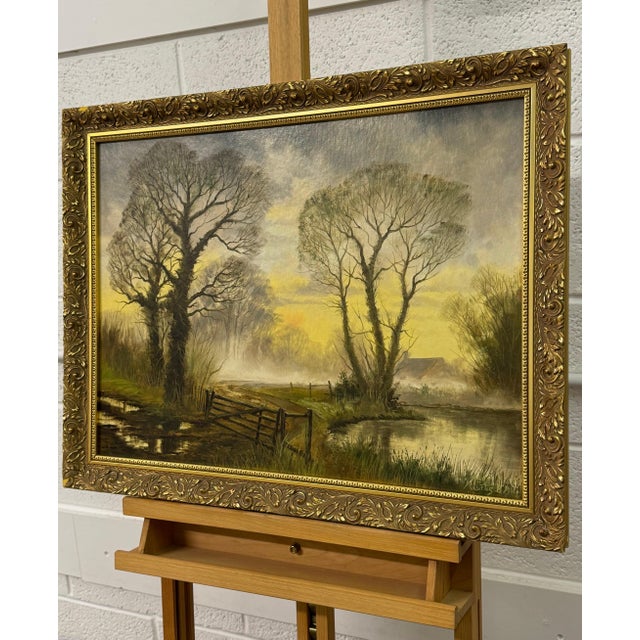 Moody Dawn Mist with Winter Trees in a Rural Village in the English Countryside 1988 For Sale - Image 4 of 10