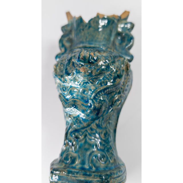 20th Century or Earlier Chinese Ming Style Fahua Glazed Dragon Vase For Sale - Image 11 of 15