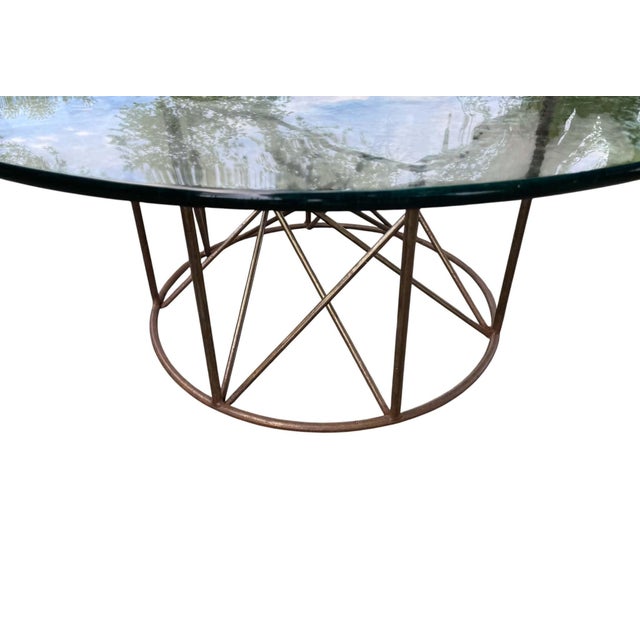 1980s 1980s Sculptural Gilt Brass Coffee Table With Concave Glass Top For Sale - Image 5 of 9