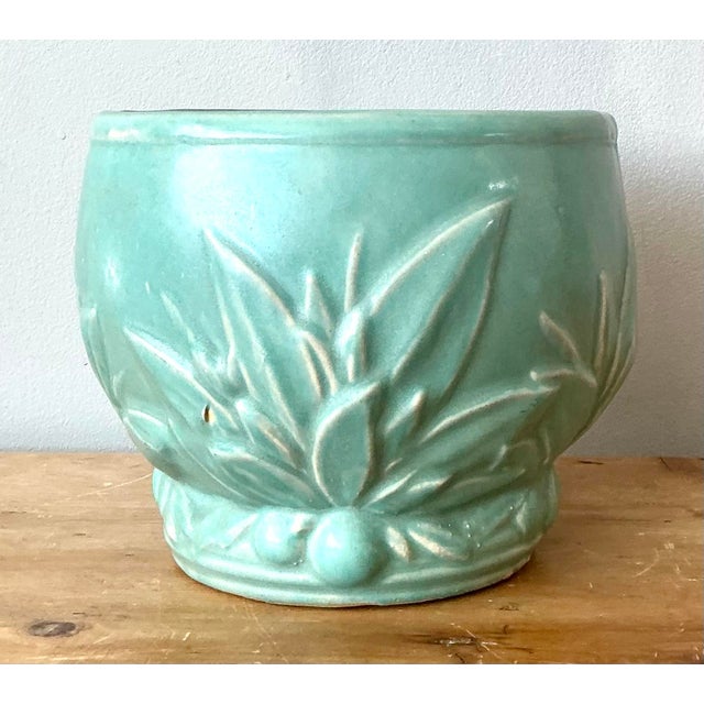 Vintage Glazed Ceramic Cache Pot After McCoy For Sale In West Palm - Image 6 of 12