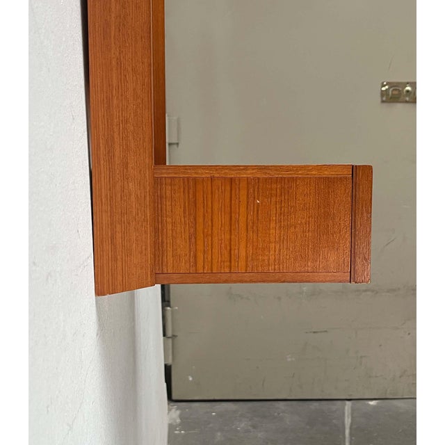Brown Mid-Century Modern Teak Wall Mirror with Drawer, 1960s For Sale - Image 8 of 18