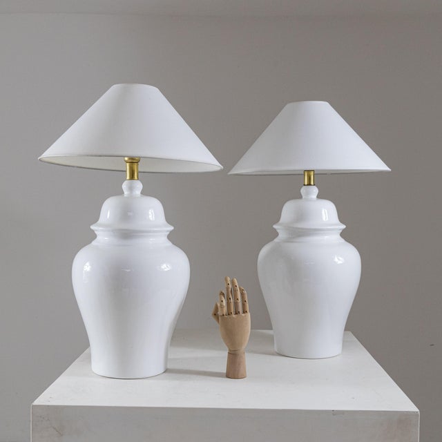 White Table Lamps by Tommaso Barbi, 1970s, Set of 2, in Flawless conditions. Designed 1970 to 1979 This piece has an...