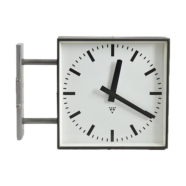 Large Double Sided Wall Clock from Pragotron Chairish