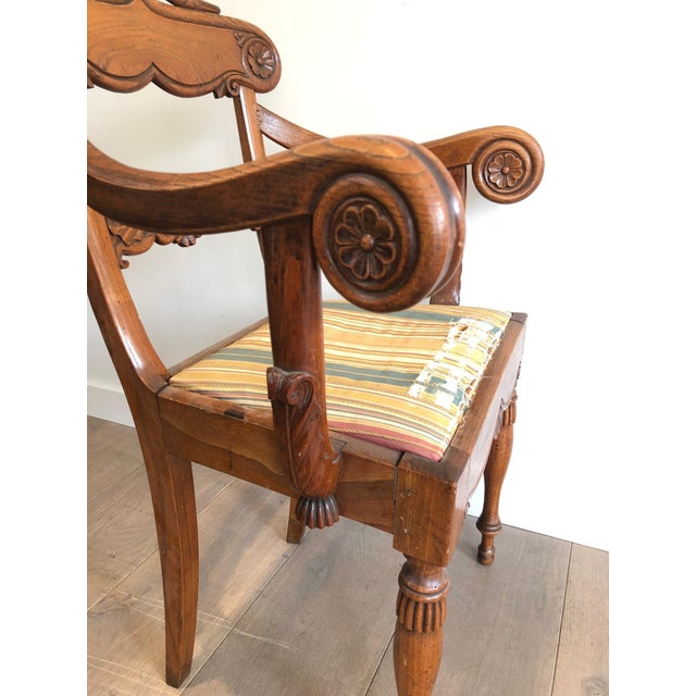 Early 19th Century English Regency period mahogany desk chair with swan neck decorations For Sale - Image 6 of 12
