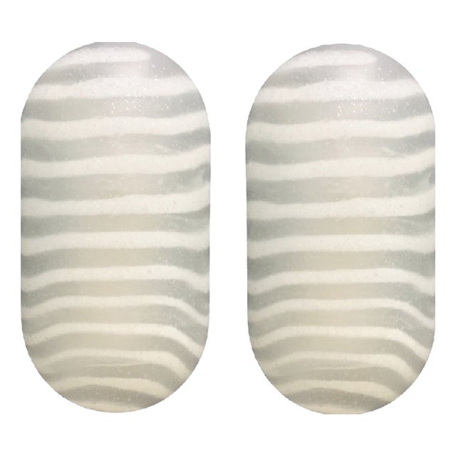 Vintage Striped Glass Wall Lamps from Peill & Putzler, Germany, 1970s, Set of 2 For Sale