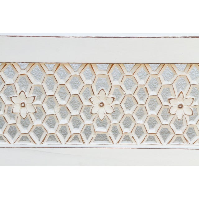 Wood Set of 2 Carved White Moroccan Club Chairs For Sale - Image 7 of 11