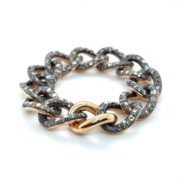 Early 21st Century Pomellato, Silver-Topped, 18k Rose Gold and Brown Diamond Tango Bracelet, 14cttw For Sale - Image 5 of 9