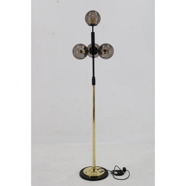 Brass and Glass Floor Lamp, 1980s For Sale - Image 3 of 16
