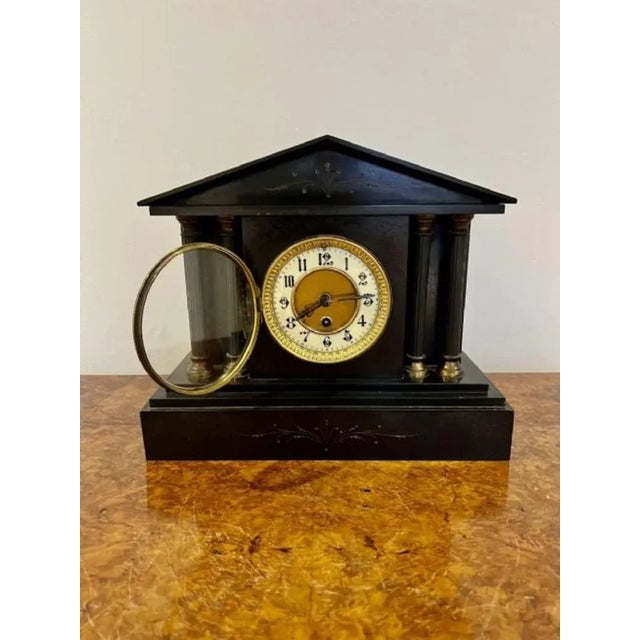 ictorian Marble Mantle Clock, 1860s For Sale - Image 3 of 8