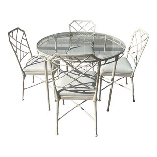Vintage Chinoiserie Brown Jordan Patio Dining Table For Sale