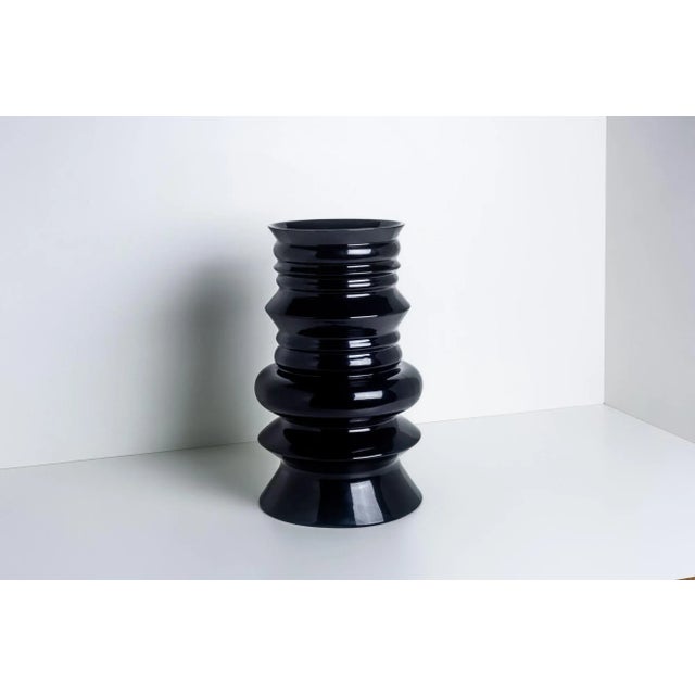 1980s Sergio Asti Black Ceramic Vase For Sale - Image 10 of 10