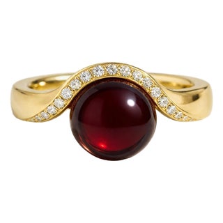 Wave Design Garnet and Topaz Ring in Silver, Gold, Size 6 For Sale