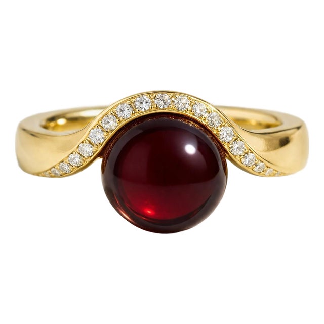 Wave Design Garnet and Topaz Ring in Silver, Gold, Size 6 For Sale