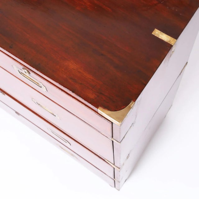 Mid 19th Century Campaign English Chest of Drawers For Sale - Image 5 of 9