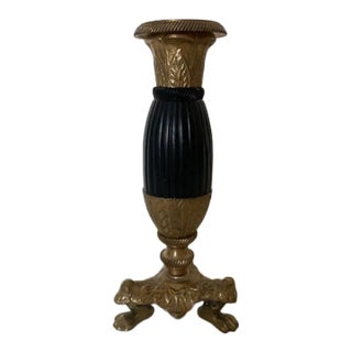 Vintage Late 19th Century Solid Brass and Black Candlestick For Sale