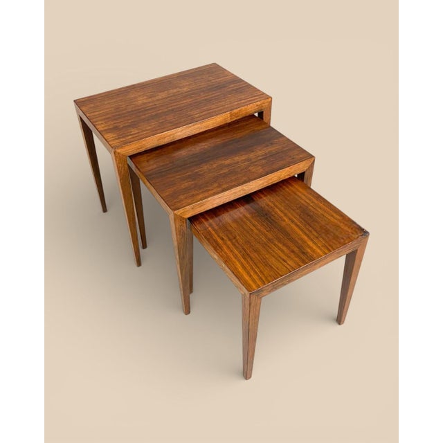 Nesting Tables attributed to Severin Hansen Jr. for Haslev Møbelsnedkeri, Denmark, 1960s, Set of 3 For Sale - Image 4 of 8