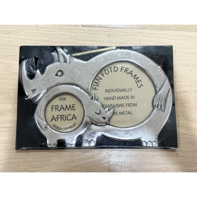 Pewter Rhino Double Picture Frame For Sale - Image 4 of 4