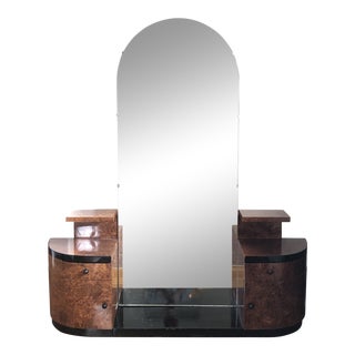 Vintage Italian Burled Deco Style Vanity For Sale