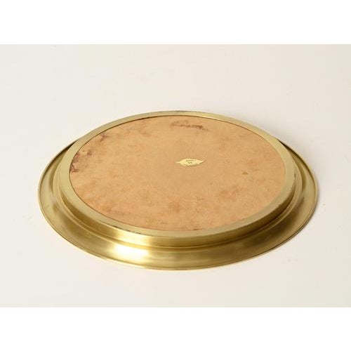 Metal Round Gilt Brass, Leaves and Acrylic Glass Tray from Montagnani Firenze, Italy, 1970s For Sale - Image 7 of 11