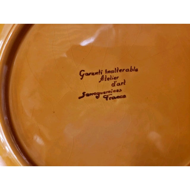 Contemporary Vintage Sarrequemines Ceramic Plate, French Atelier D'Art, Fish Motif #4 For Sale - Image 3 of 3