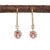 Modern Ceylon Padparadscha Sapphire Diamond Earrings in Solid 14k Gold | Oval 6x4mm For Sale - Image 3 of 7