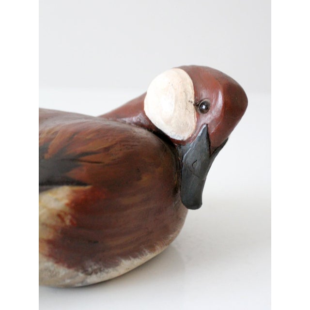 Brown Vintage Hand Carved Canvasback Duck Decoy For Sale - Image 8 of 12