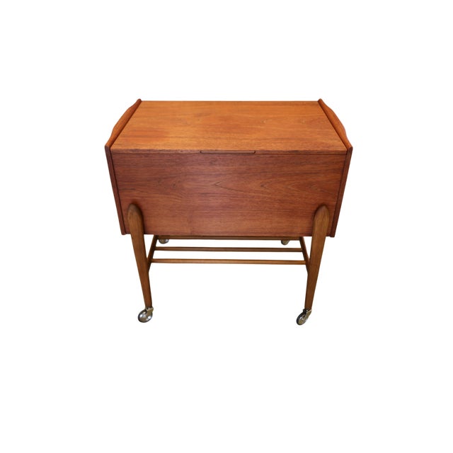 Danish Sewing Cart in Teak with Storage and Insert, 1960s For Sale - Image 11 of 12