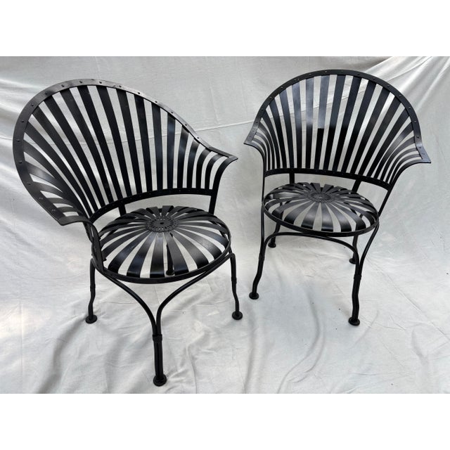 1960s Vintage Francois Carre Fan Back Garden Chairs - A Pair For Sale - Image 5 of 5