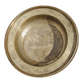 Antique Chinese Brass Basin Bowl Circa 1920s For Sale