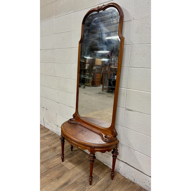 Antique Cheval Full Length Mirror on Stand For Sale - Image 4 of 10