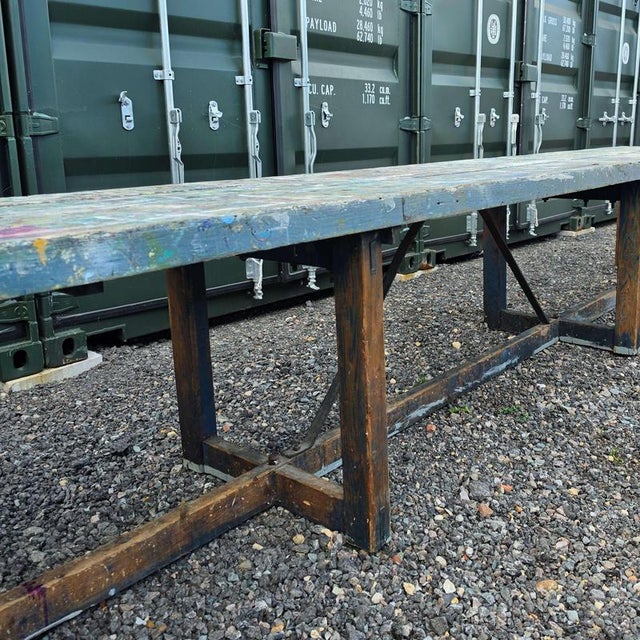 Large English Artist Studio Table, 1920s For Sale - Image 3 of 11