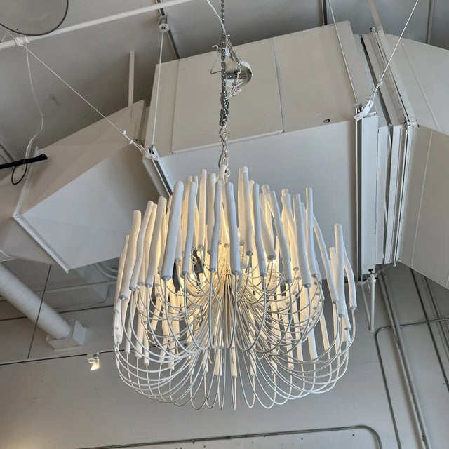 Arteriors 89559 Tilda 5 Light Whitewashed Wood + White Chandelier Ceiling Light Chairish