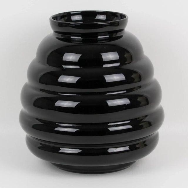 Mid-Century Modern Belgium Oversized Black Glass Vase, 1950s For Sale - Image 3 of 11