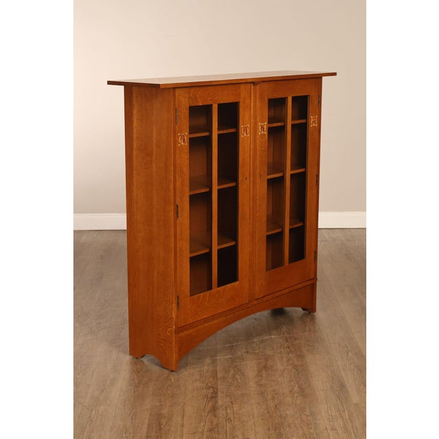 High Quality American Made Stickley Harvey Ellis Collection Mission Oak Bookcase Featuring Glass Panel Doors With Classic...