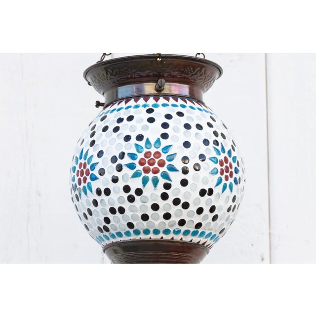 1990s Small Geometric Floral Hanging Lantern For Sale - Image 5 of 9