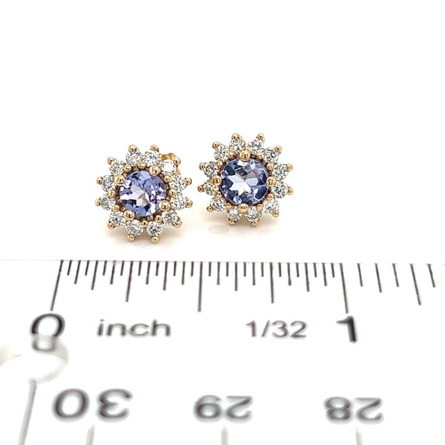 Natural Tanzanite Diamond Stud Earrings 14k Y Gold 1.18 TCW Certified $3,790 211353 Please look at the video attached for...