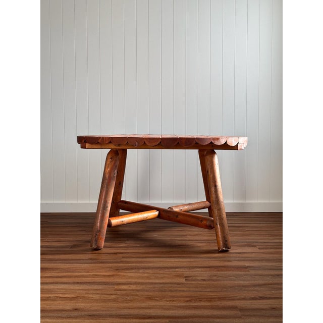 Vintage Alpine Scalloped Pine Log Dining Table For Sale - Image 13 of 16