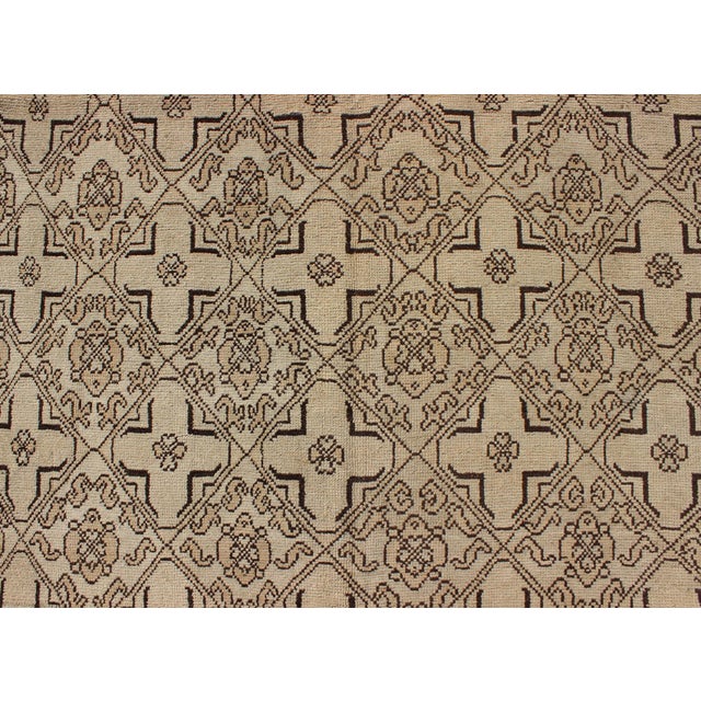 Textile Vintage Oushak Rug With Modern Transitional Design in Dark Brown and Taupe For Sale - Image 7 of 8