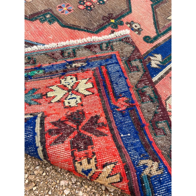 1960s 1940s Vintage Embroidery Persian Soumak Rug With Geometric Pattern For Sale - Image 5 of 9