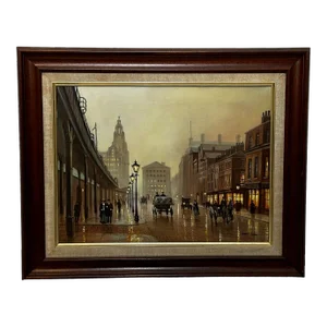 Oil Painting Edwardian Cityscape Liverpool the Strand in 1911 by Steven Scholes