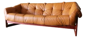 Percival Lafer Mp-91 Sofa: Jatoba Wood & Caramel Leather, Mid-Century Modern