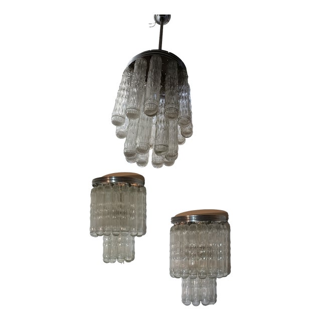 Murano Glass Light Fixtures by Venini, 1970s, Set of 3 For Sale
